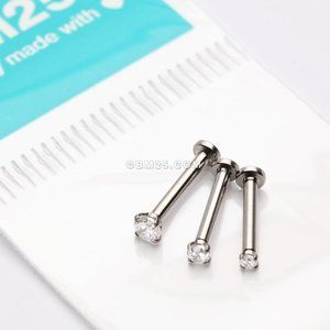 3 Pcs of Assorted Prong Set Sparkle Gem Steel Micro Labret Package